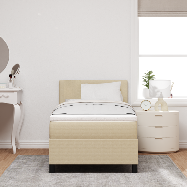 LED Boxspringbett Hellgrau und Weiß 80 x 200 cm Cordstoff