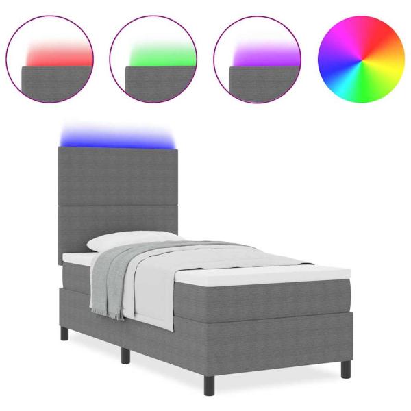 Boxspringbett mit Matratze & LED Licht Grau 80x200 cm Cordstoff