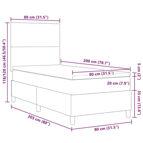 Boxspringbett mit Matratze & LED Licht Grün Grau 80x200 cm Rippstoff