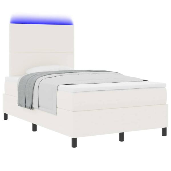 Boxspringbett mit Matratze & LED Creme kleines Doppelbett Corduroystoff
