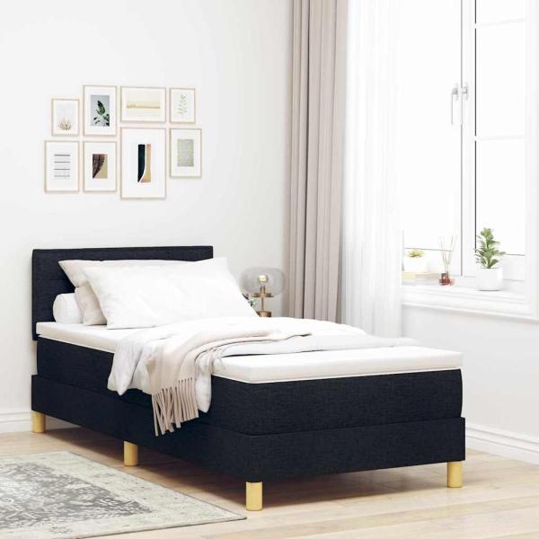 Boxspringbett mit Matratze Schwarz 80x200 cm Stoff