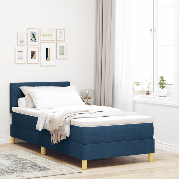 Boxspringbett mit Matratze Blau 90x190 cm Stoff