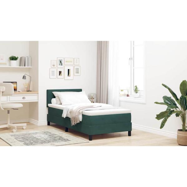 Boxspringbett mit Matratze Dunkelgrün Einzelbett Samt