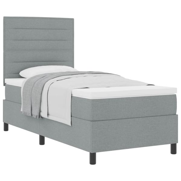 ARDEBO.de - Boxspringbett mit Matratze Hellgrau 80x200 cm Stoff