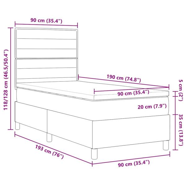 Boxspringbett mit Matratze Taupe Einzelstoff