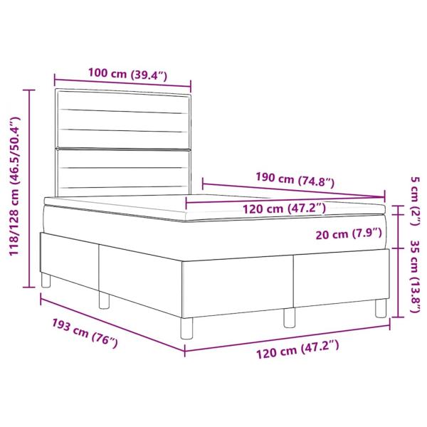 Boxspringbett mit Matratze Blau Kleines Doppel Stoff