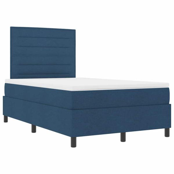 Boxspringbett mit Matratze Blau Kleines Doppel Stoff