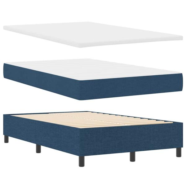 Boxspringbett mit Matratze Blau Kleines Doppel Stoff