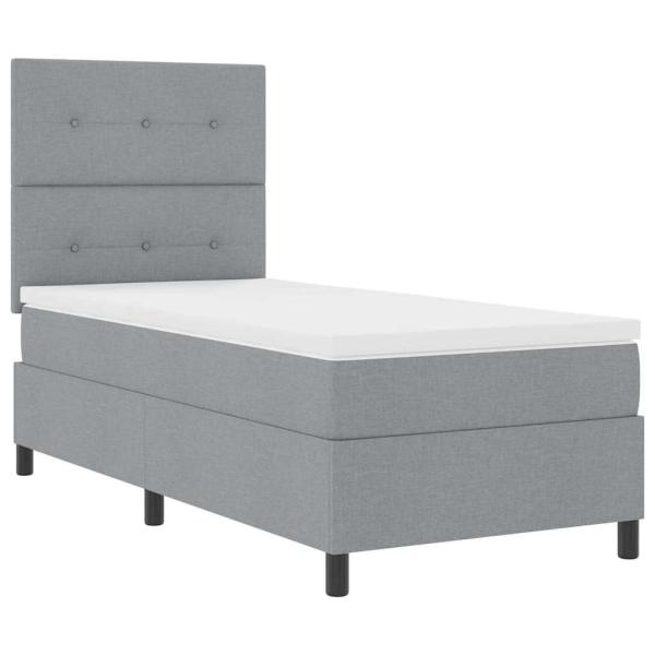 Boxspringbett mit Matratze Hellgrau 80x200 cm Stoff