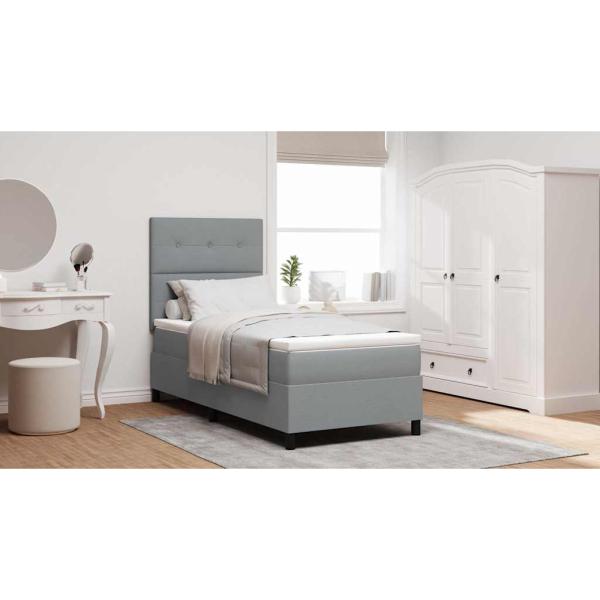 Boxspringbett mit Matratze Hellgrau 80x200 cm Stoff