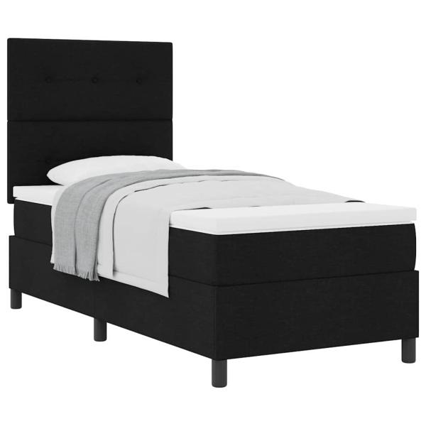 Boxspringbett mit Matratze Schwarz 80x200 cm Stoff