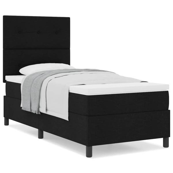 Boxspringbett mit Matratze Schwarz 80x200 cm Stoff