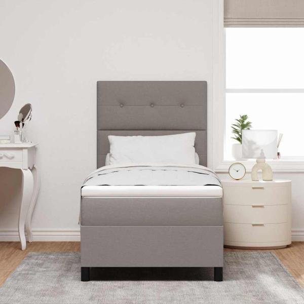 Boxspringbett mit Matratze Taupe Einzelstoff