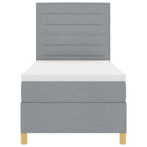 Boxspringbett mit Matratze hellgrau Einzelstoff