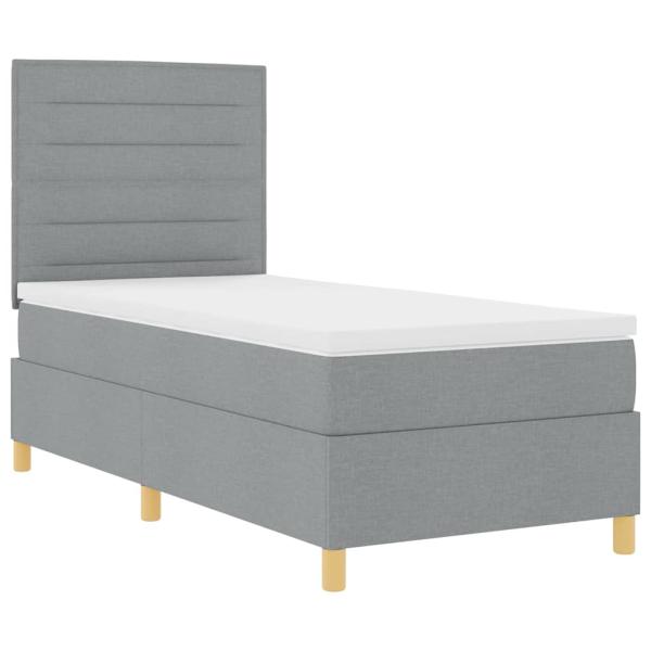 Boxspringbett mit Matratze hellgrau Einzelstoff