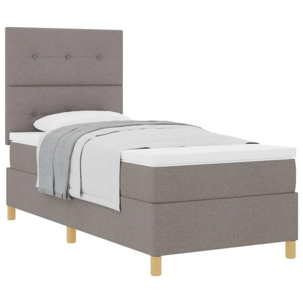 Boxspringbett mit Matratze Taupe Einzelstoff