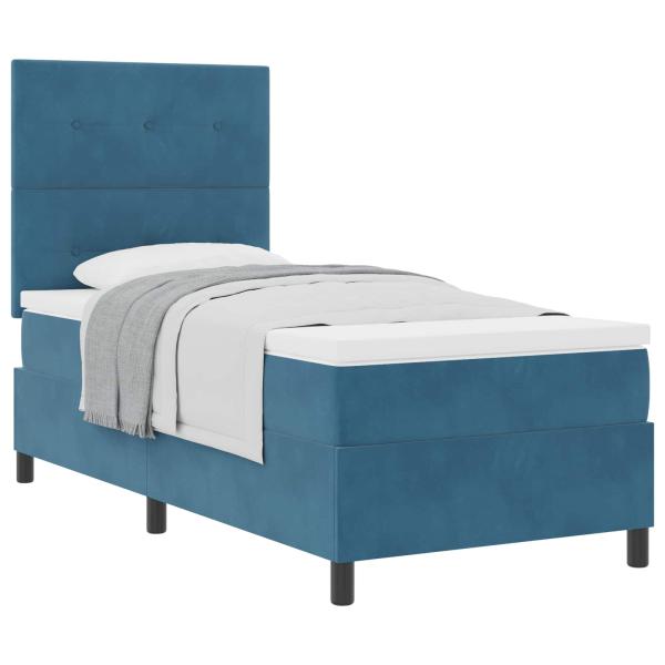 Boxspringbett mit Kopfteil Dunkelblau 80 x 200 cm Samt