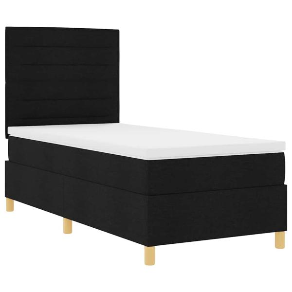 Boxspringbett Schwarz Stoff 90 x 190 cm Bettmatratze Rechteckig