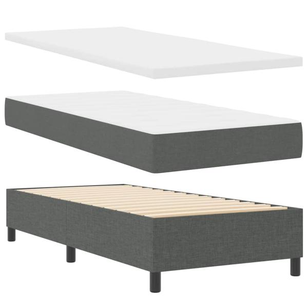 ARDEBO.de - Boxspringbett mit Matratze & Bank Dunkelgrau 80x200 cm Stoff