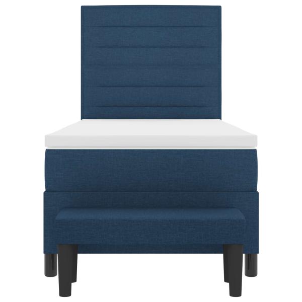 Boxspringbett mit Matratze & Bank Blau 80x200 cm Stoff