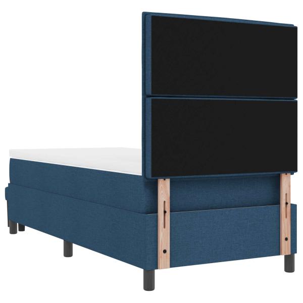 Boxspringbett mit Matratze & Bank Blau 80x200 cm Stoff