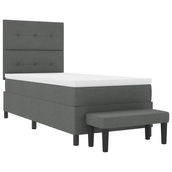 Boxspringbett mit Matratze und Bank Dunkelgrau 80x200 cm Stoff