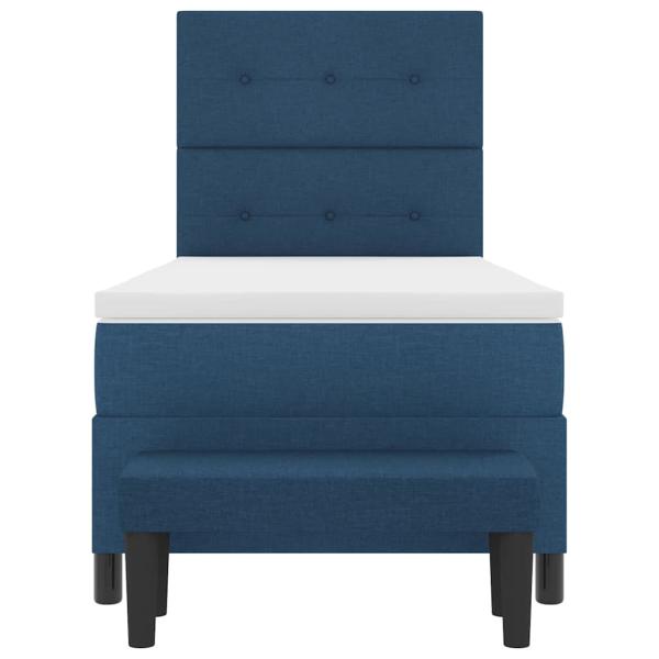 Boxspringbett mit Matratze & Bank Blau 80x200 cm Stoff