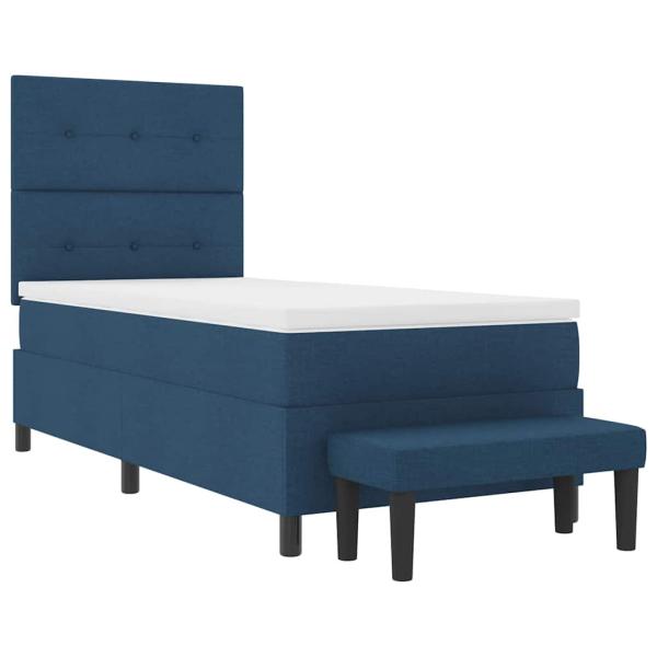 Boxspringbett mit Matratze & Bank Blau 80x200 cm Stoff