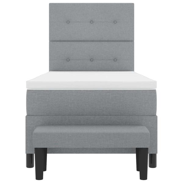 Boxspringbett mit Matratze & Bank Hellgrau 90x190 cm Stoff
