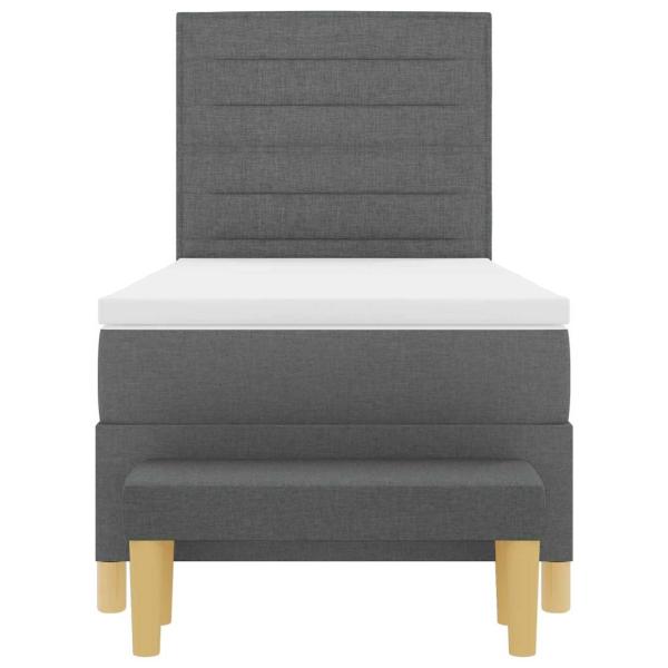 Boxspringbett mit Matratze & Bank Dunkelgrau 80x200 cm Stoff