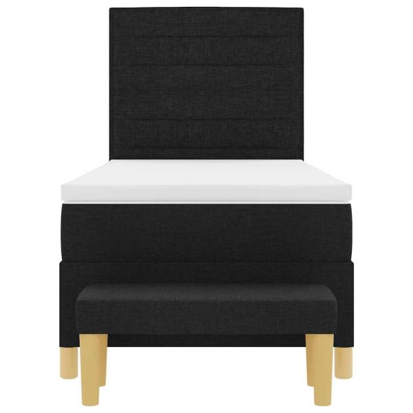 Boxspringbett mit Kopfteil Schwarz 200 x 90 cm Stoff