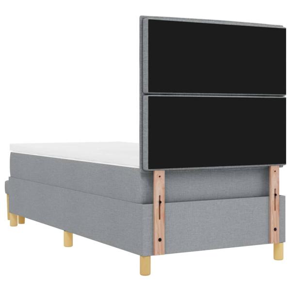 Boxspringbett mit Matratze & Bank in Hellgrau 90x190 cm