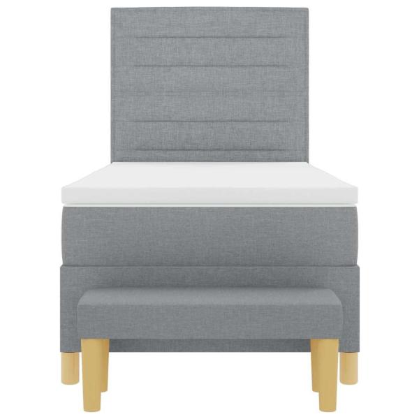 Boxspringbett mit Matratze & Bank in Hellgrau 90x190 cm