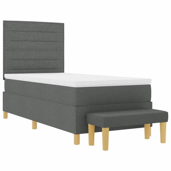 Boxspringbett mit Matratze & Bank Dunkelgrau 90x190 cm Stoff