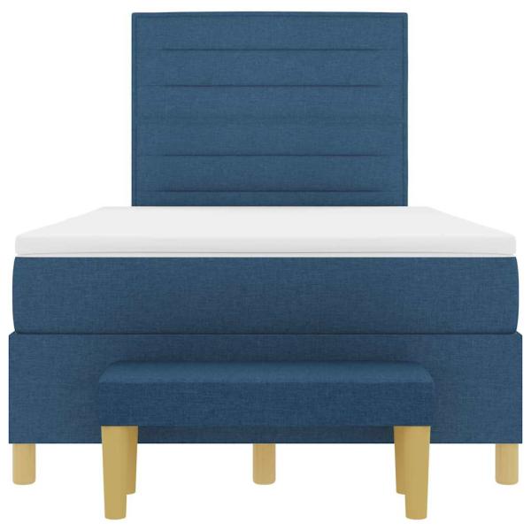 ARDEBO.de - Boxspringbett mit Matratze & Bank Blau 120x190 cm Stoff