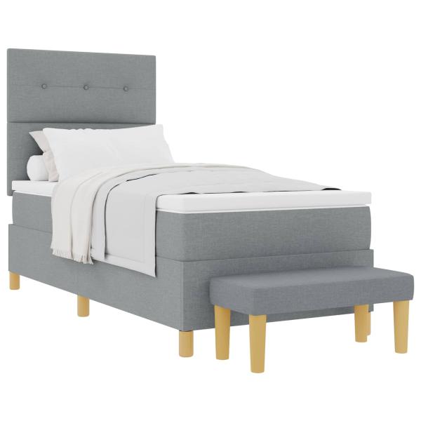Boxspringbett mit Matratze & Bank Hellgrau 80x200 cm Stoff