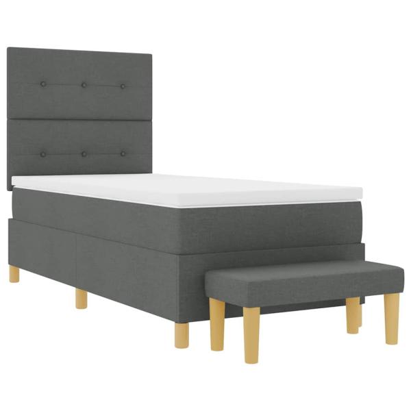 Boxspringbett mit Matratze & Bank Dunkelgrau 80x200 cm Stoff