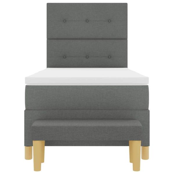Boxspringbett mit Matratze & Bank Dunkelgrau 80x200 cm Stoff