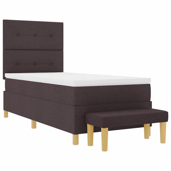 Boxspringbett mit Matratze & Bank Dunkelbraun 80x200 cm Stoff