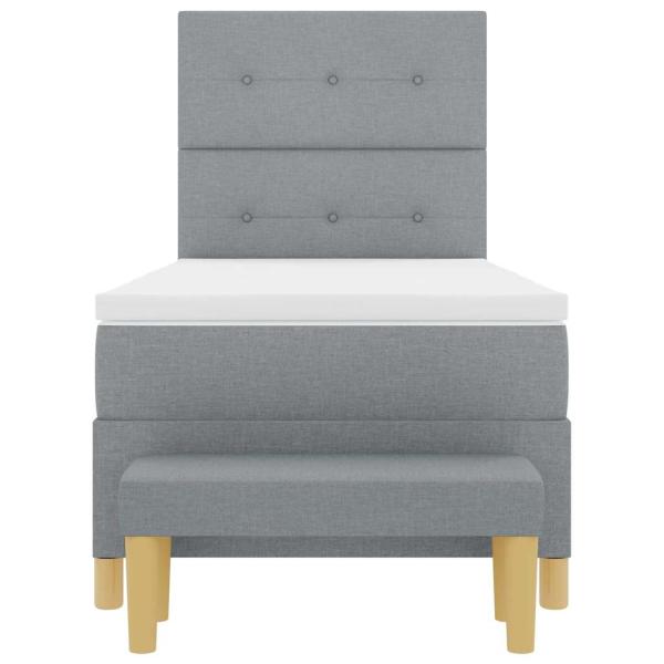 Boxspringbett mit Matratze & Bank Hellgrau 90x190 cm Stoff