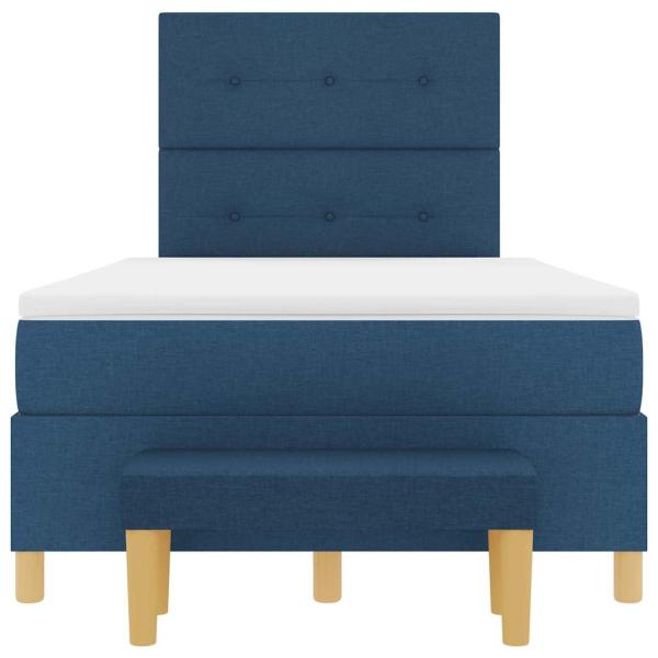 Boxspringbett mit Matratze & Bank Blau 120x190 cm Stoff