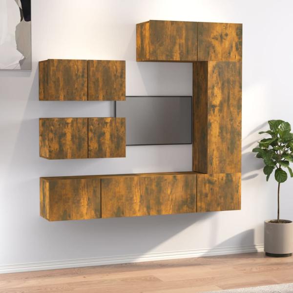ARDEBO.de - 6-tlg. TV-Schrank-Set Räuchereiche Holzwerkstoff