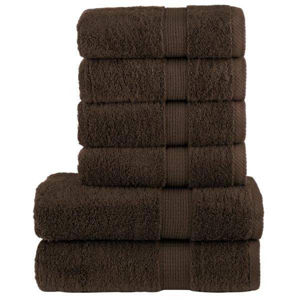 ARDEBO.de - 6 tlg. Premium-Handtuch-Set SOLUND Braun 600 g/m²