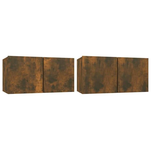 TV-Wandschränke 2 Stk. Räuchereiche 60x30x30 cm