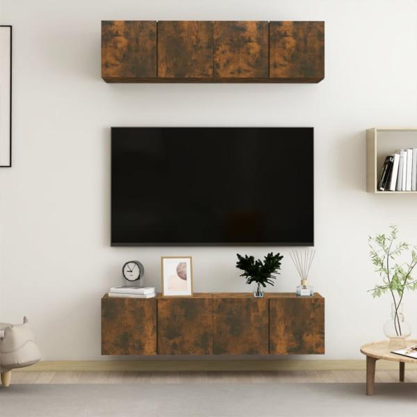 ARDEBO.de - TV-Wandschränke 4 Stk. Räuchereiche 60x30x30 cm Holzwerkstoff