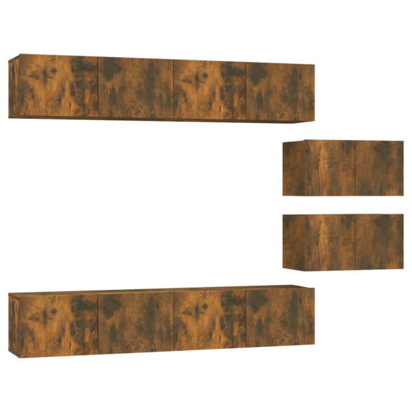 6-tlg. TV-Schrank-Set Räuchereiche Holzwerkstoff