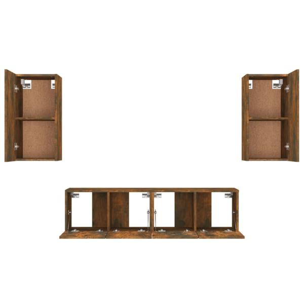 4-tlg. TV-Schrank-Set Räuchereiche Holzwerkstoff