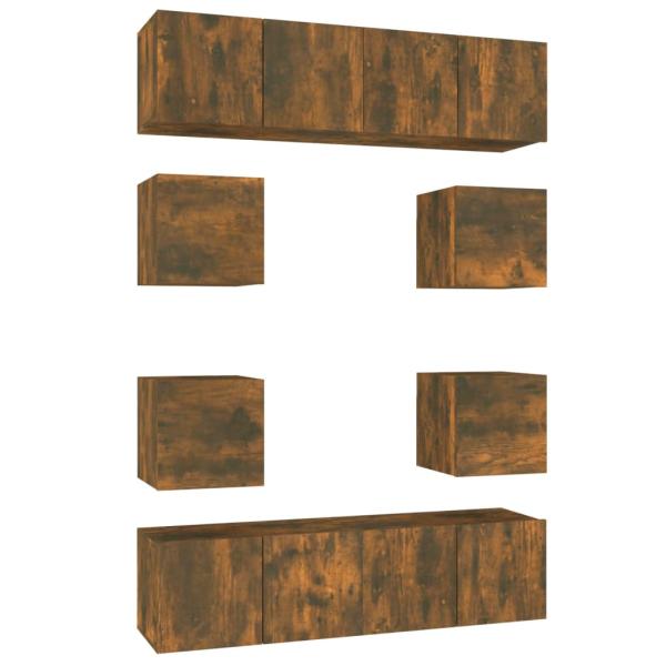 8-tlg. TV-Schrank-Set Räuchereiche Holzwerkstoff