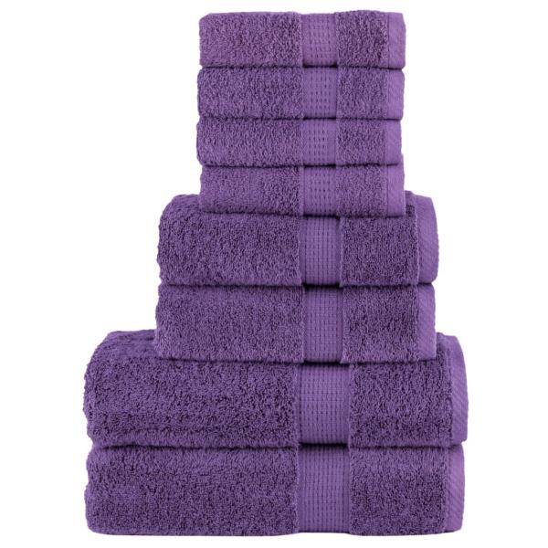 ARDEBO.de - 8 tlg. Premium-Handtuch-Set SOLUND Lila 600 g/m²