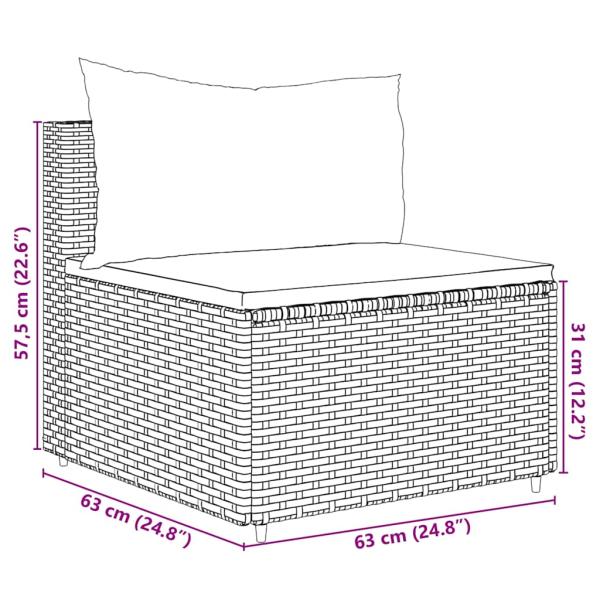 7-tlg. Garten-Lounge-Set mit Kissen Schwarz Poly Rattan